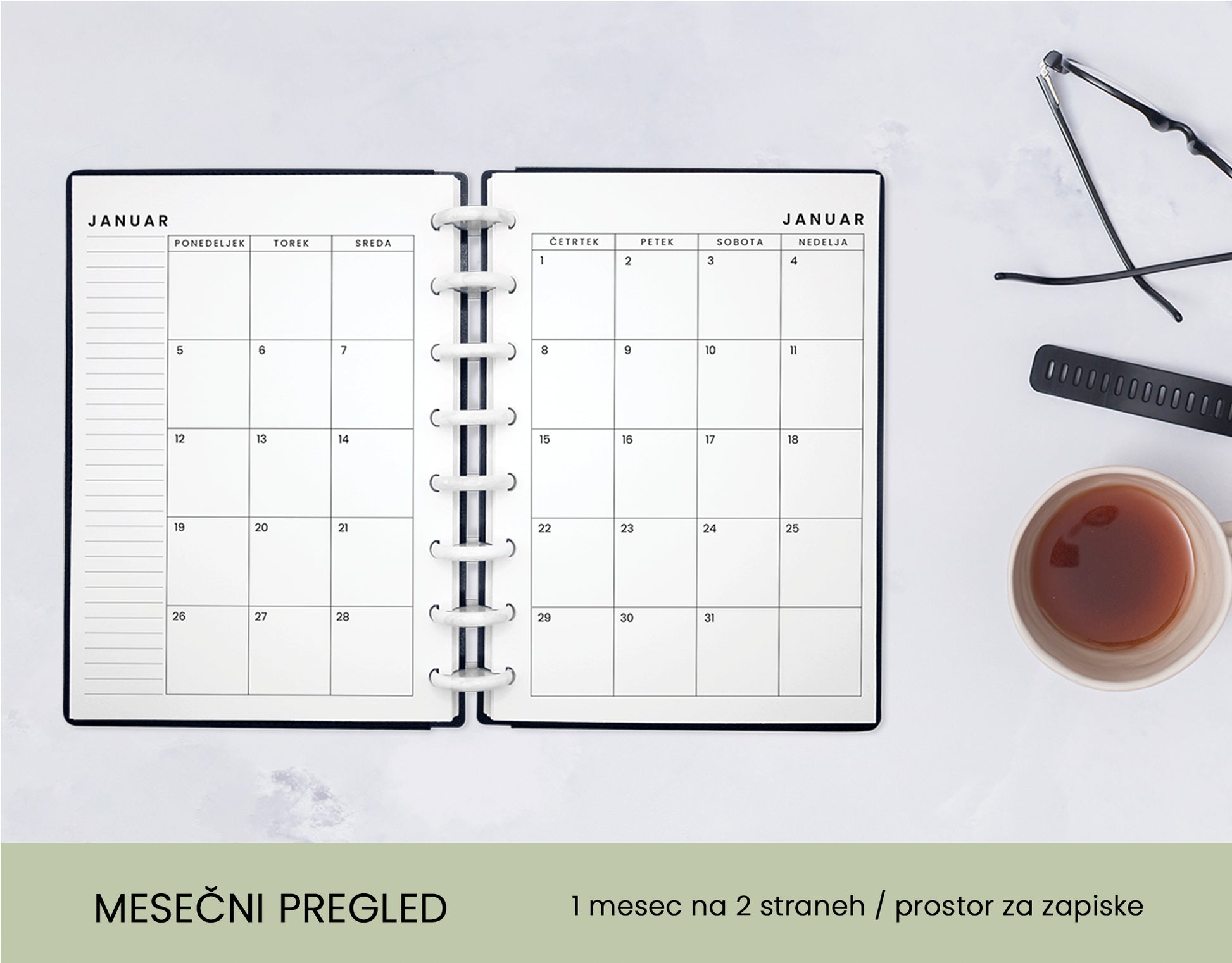 Letni planer 2026 - Mesečni pregled Moonlight hardcover