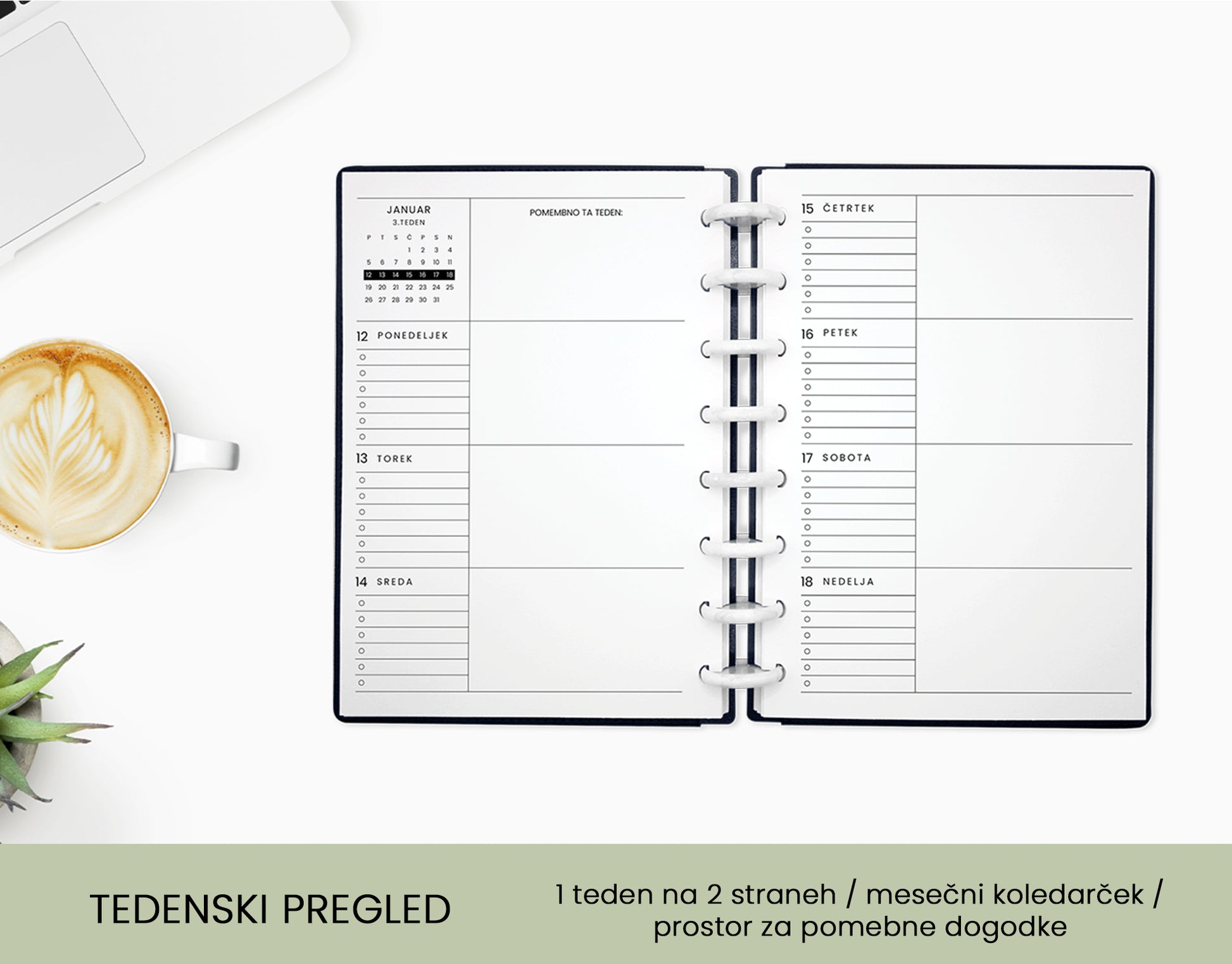 Letni planer 2026 - Tedenski pregled Moonlight hardcover