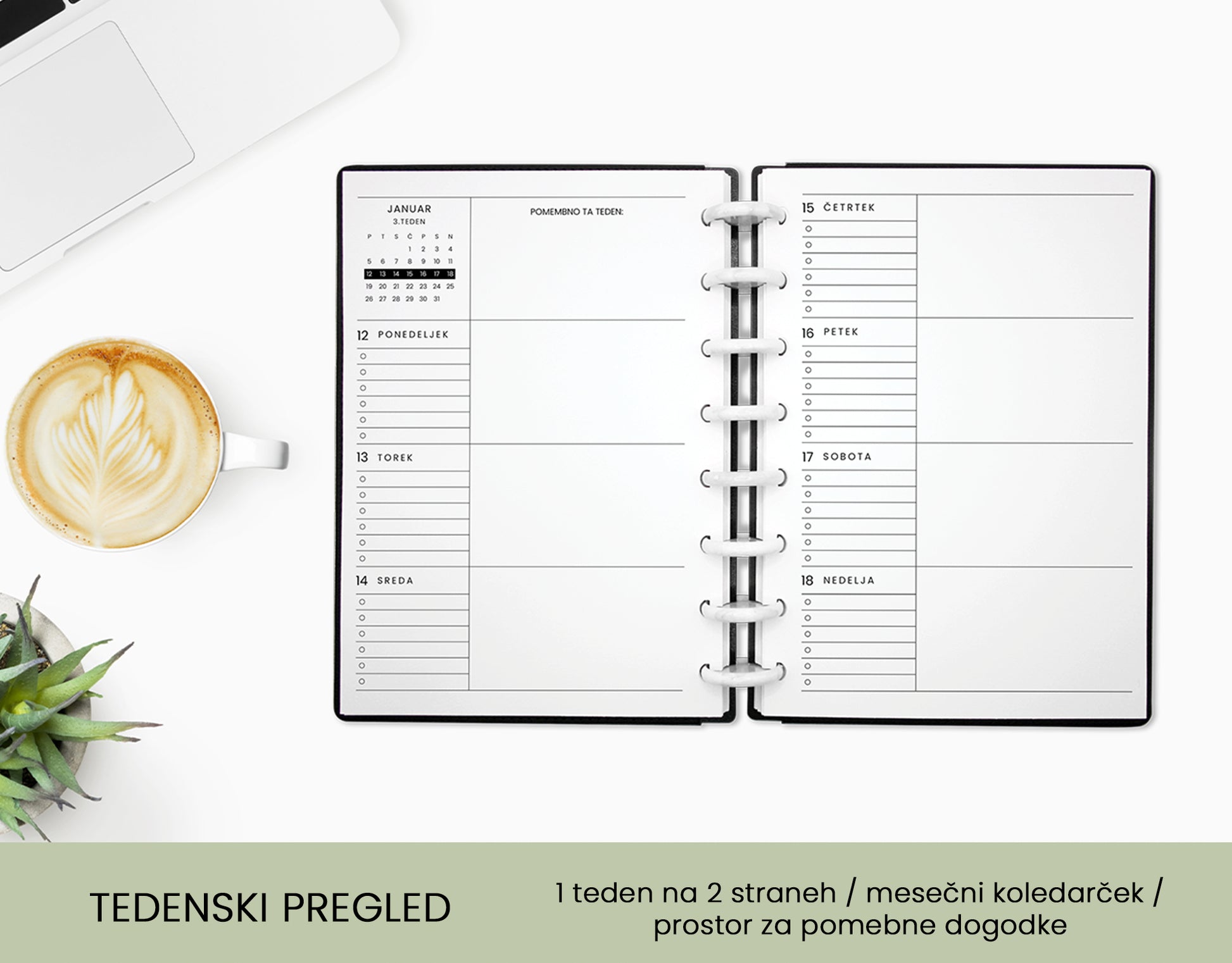 Letni planer 2026 - Tedenski pregled Obsidian hardcover