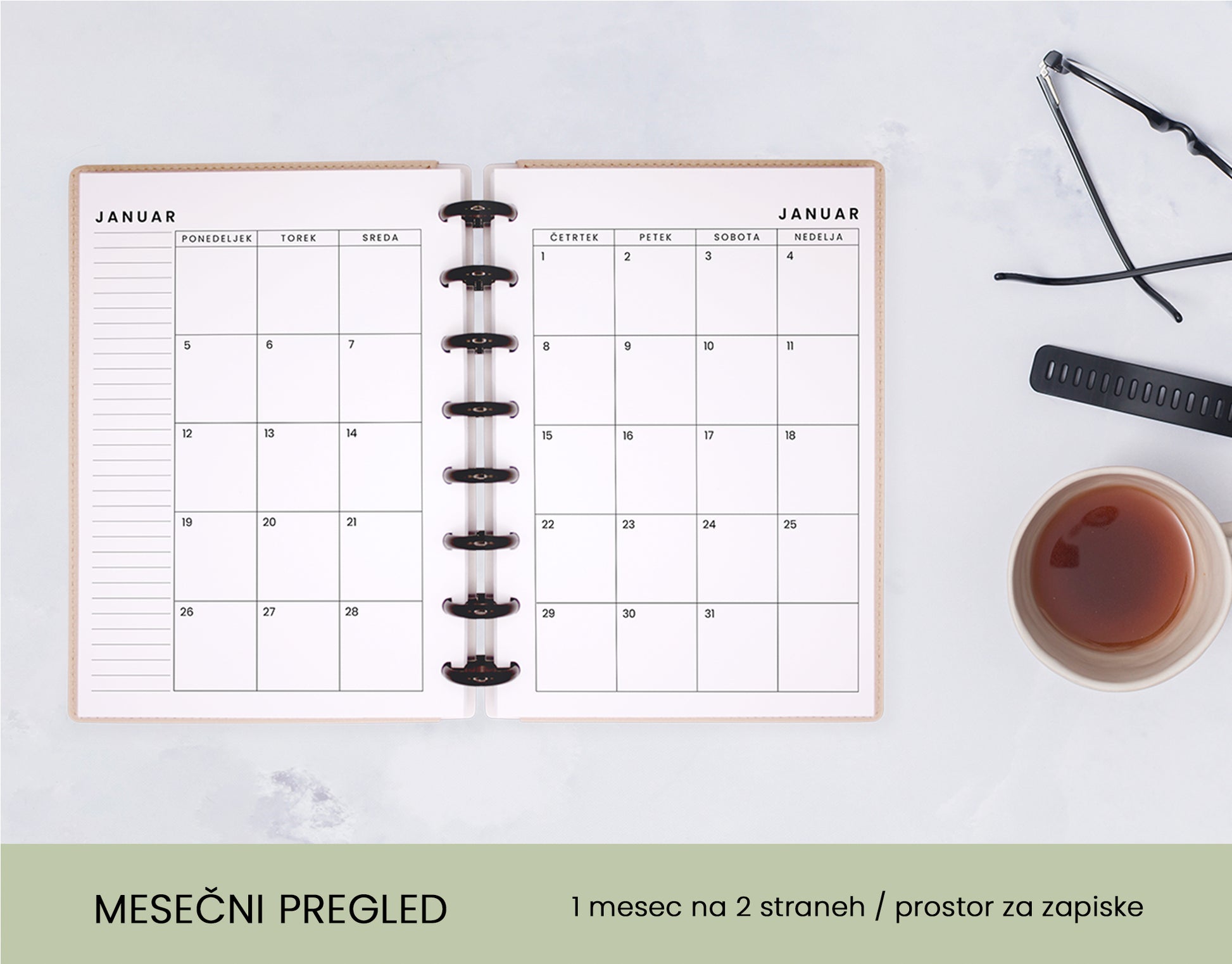 Letni planer 2026 - Mesečni pregled Toupe hardcover