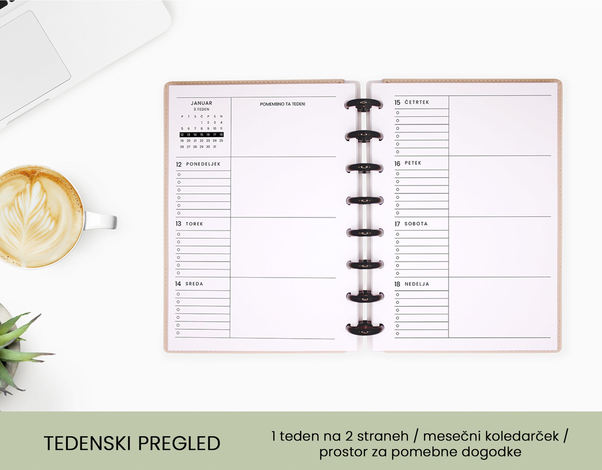 Letni planer 2026 - Tedenski pregled Toupe hardcover