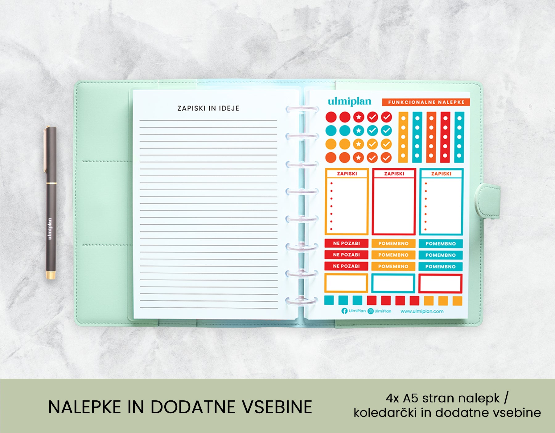 Letni planer 2026 - Inserti pregled Verde sponka