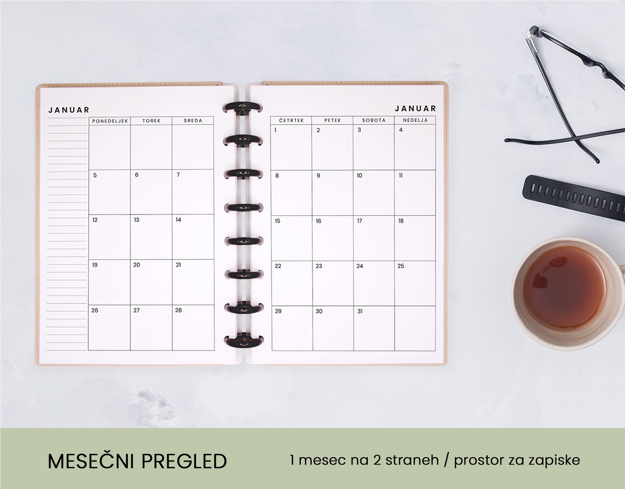 Letni planer 2026 - Mesečni pregled Toupe hardcover