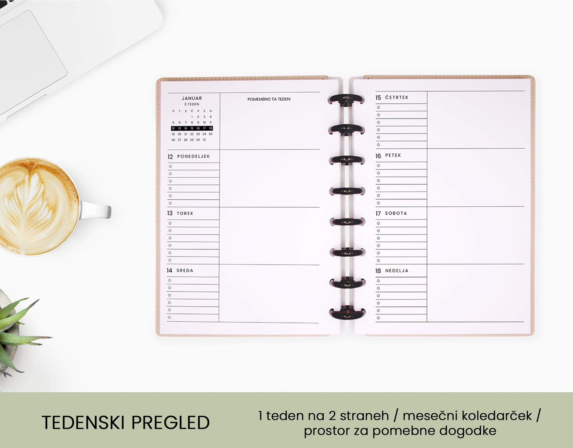 Letni planer 2026 - Tedenski pregled Toupe hardcover